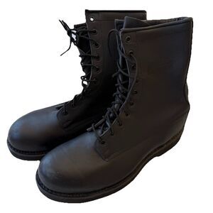 Addison Shoe Steel Toe Leather Combat Boots Men's US 10.5 R Vibram Soles Black